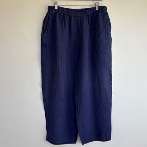 Flax large 100% linen long pull-on pant